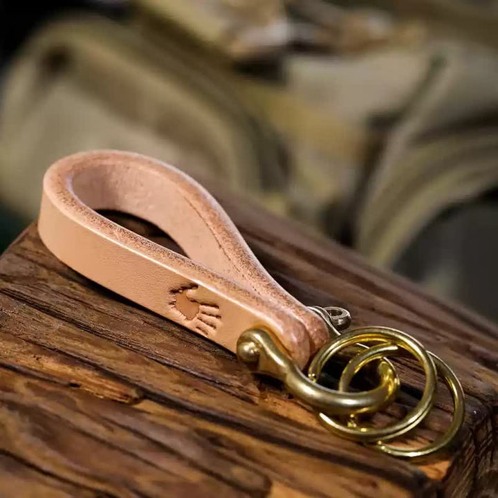 Handcrafted Natural Vegetable Tanned Leather Keychain - Style #12 - image 20