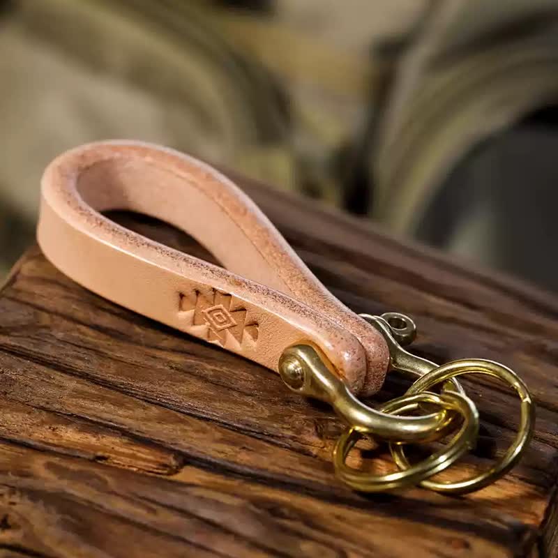 Handcrafted Natural Vegetable Tanned Leather Keychain - Style #5 - image 13