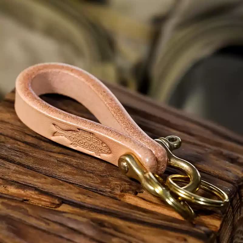 Handcrafted Natural Vegetable Tanned Leather Keychain - Style #1 - image 2