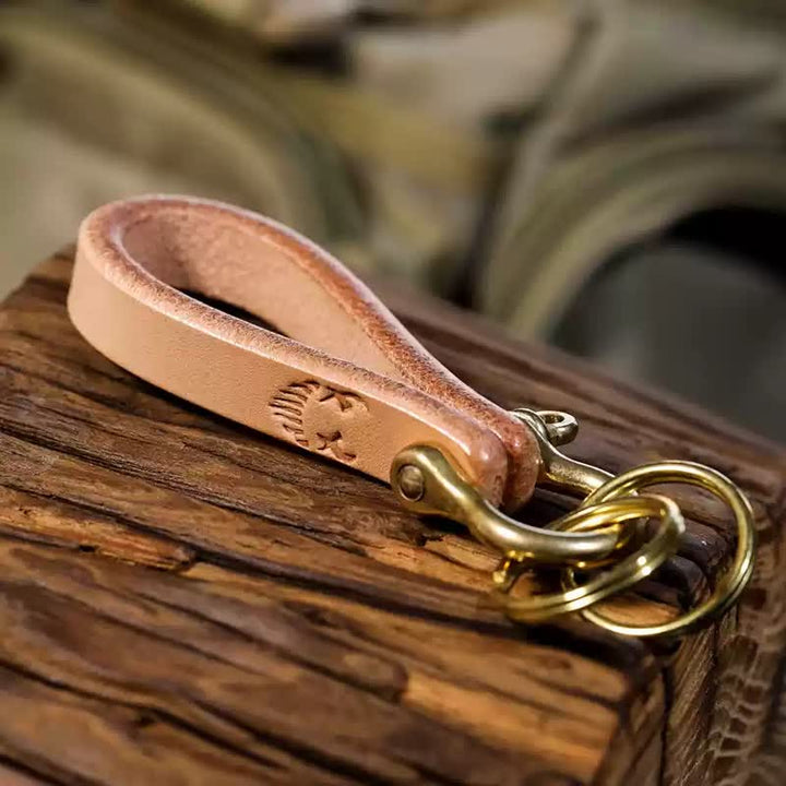 Handcrafted Natural Vegetable Tanned Leather Keychain - Style #13 - image 21