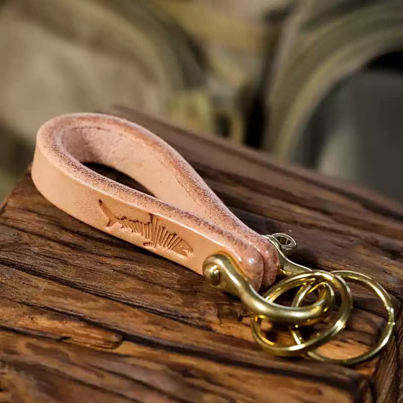 Handcrafted Natural Vegetable Tanned Leather Keychain - Style #7 - image 15