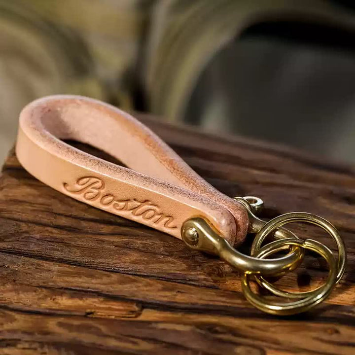 Handcrafted Natural Vegetable Tanned Leather Keychain - Style #10 - image 18