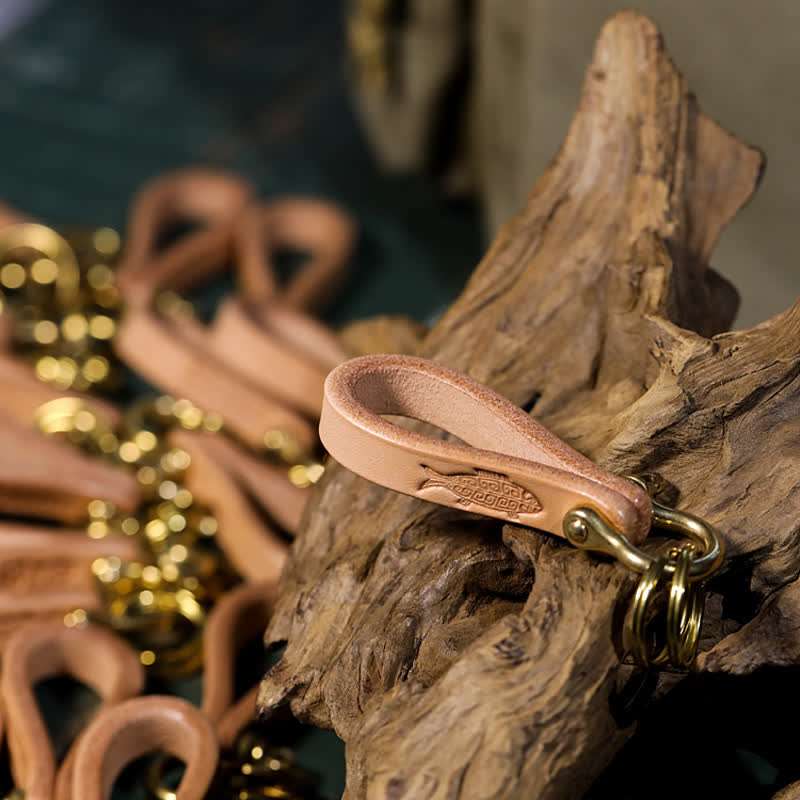 Handcrafted Natural Vegetable Tanned Leather Keychain - image 4