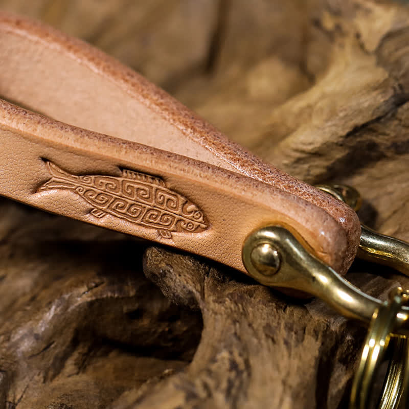 Handcrafted Natural Vegetable Tanned Leather Keychain - image 3