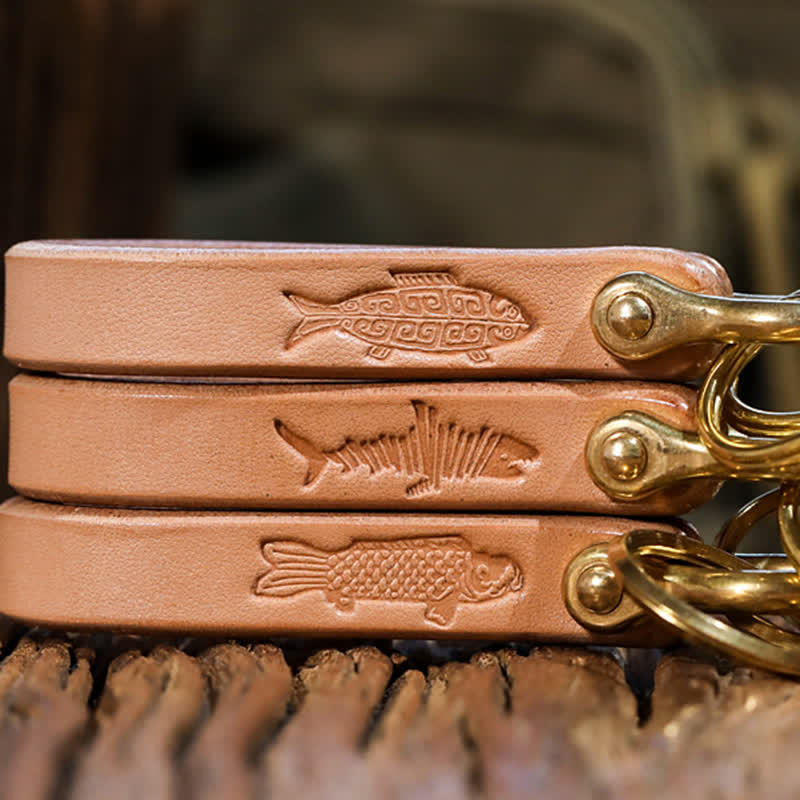Handcrafted Natural Vegetable Tanned Leather Keychain - image 1