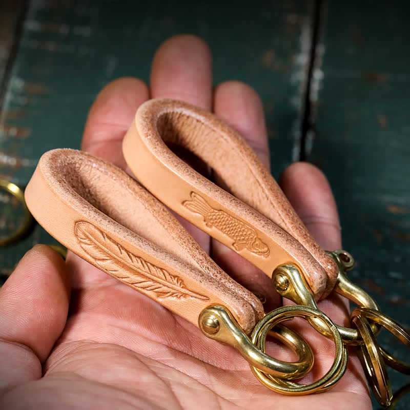 Handcrafted Natural Vegetable Tanned Leather Keychain - image 7