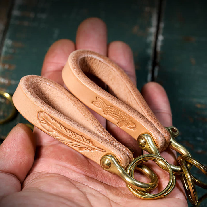 Handcrafted Natural Vegetable Tanned Leather Keychain - image 7