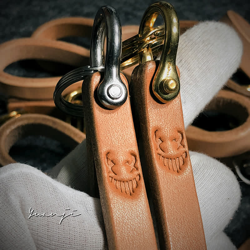 Handcrafted Natural Vegetable Tanned Leather Keychain - image 9
