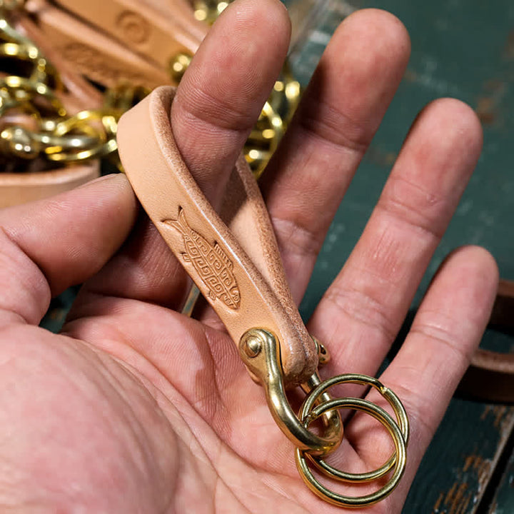 Handcrafted Natural Vegetable Tanned Leather Keychain - image 0