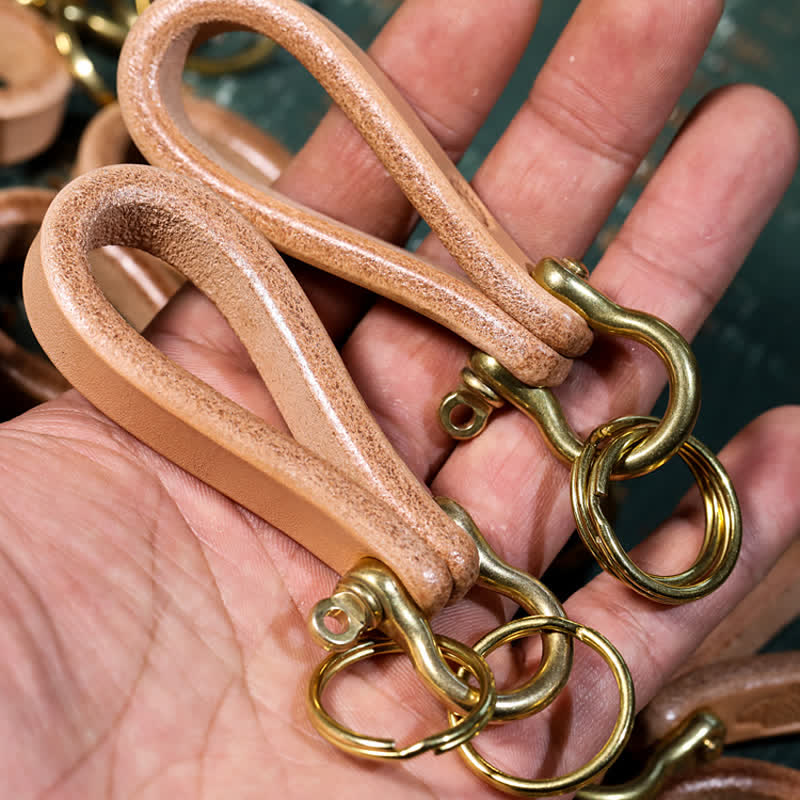 Handcrafted Natural Vegetable Tanned Leather Keychain - image 6