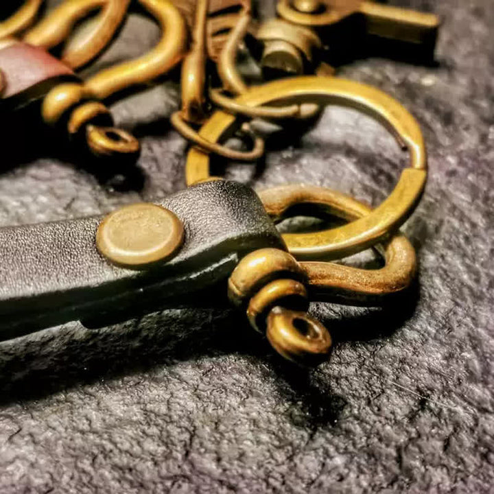 Retro Feather Motorcycle Decor Leather Keychain - image 3