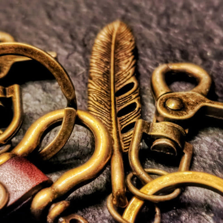 Retro Feather Motorcycle Decor Leather Keychain - image 4