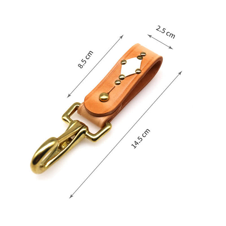 Rivets Studded Brass Key Holder Belt Clip Leather Keychain - image 11