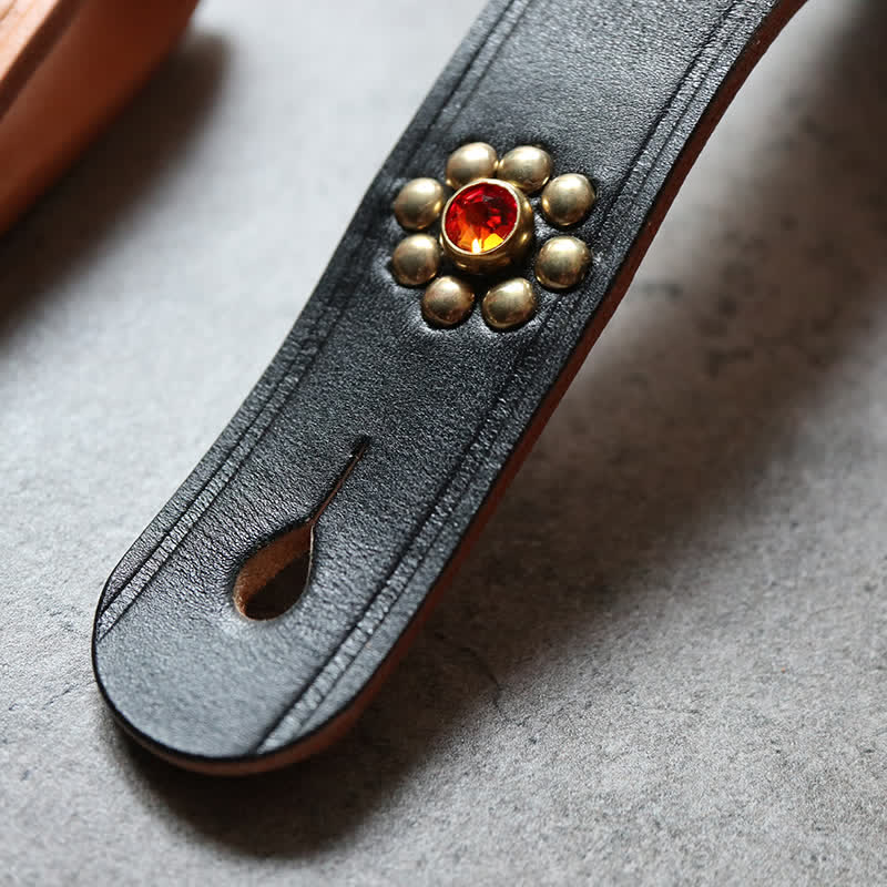 Rivets Studded Brass Key Holder Belt Clip Leather Keychain - image 7