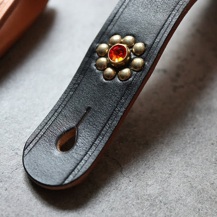 Rivets Studded Brass Key Holder Belt Clip Leather Keychain - image 7