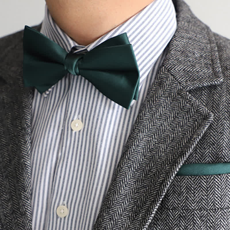 Men's Solid Color Double Layered Handkerchief Bow Tie - image 7