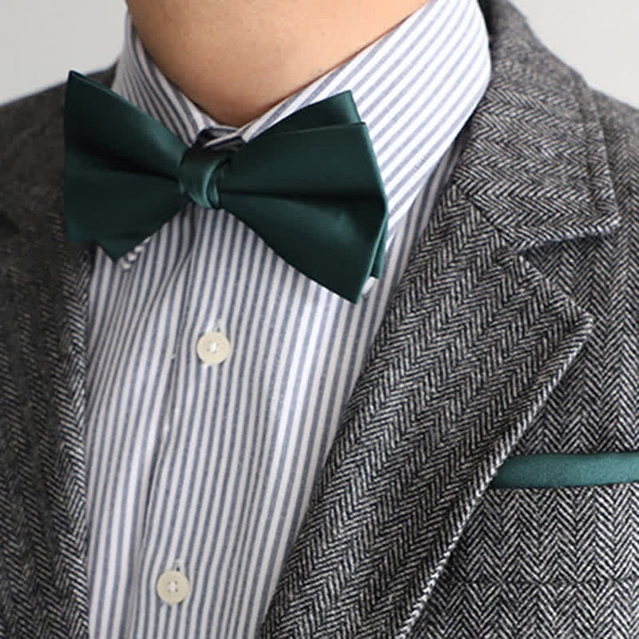 Men's Solid Color Double Layered Handkerchief Bow Tie - image 7