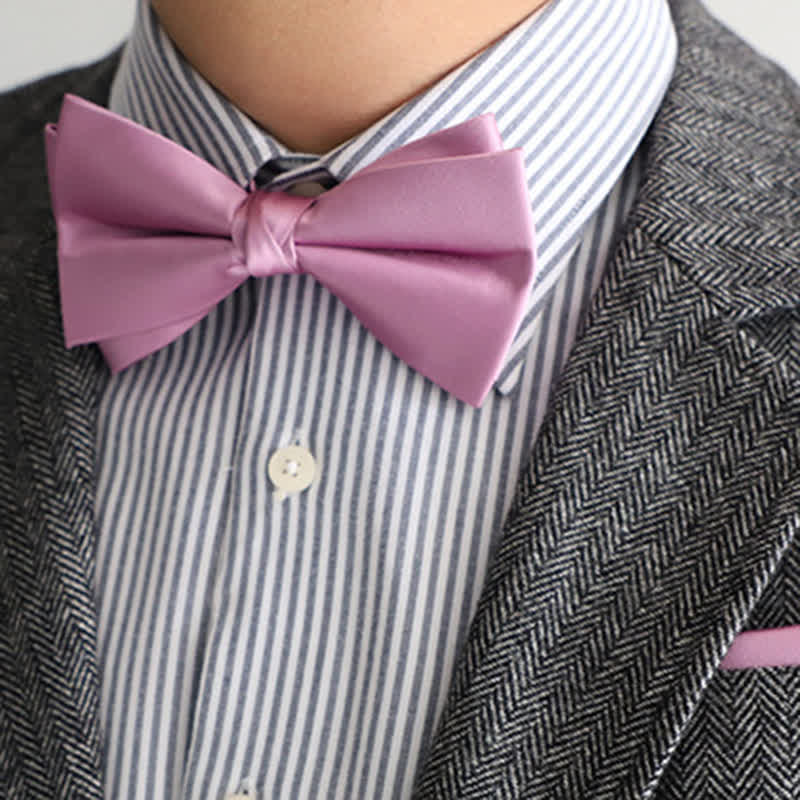 Men's Solid Color Double Layered Handkerchief Bow Tie - image 10