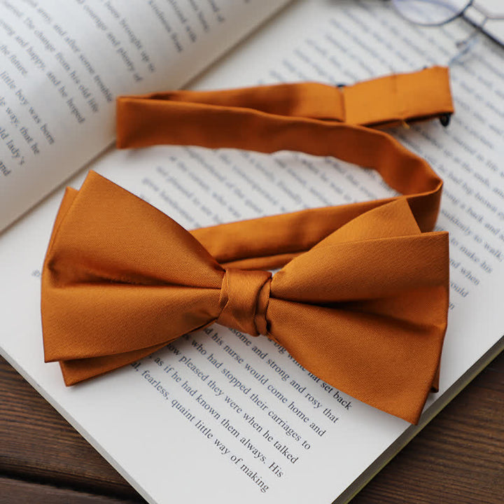 Men's Solid Color Double Layered Handkerchief Bow Tie - Ginger - Bow Tie - image 17