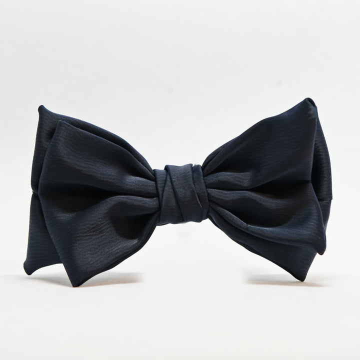 Men's Gentleman Handmade Midnight Blue Double Layered Bow Tie - image 3