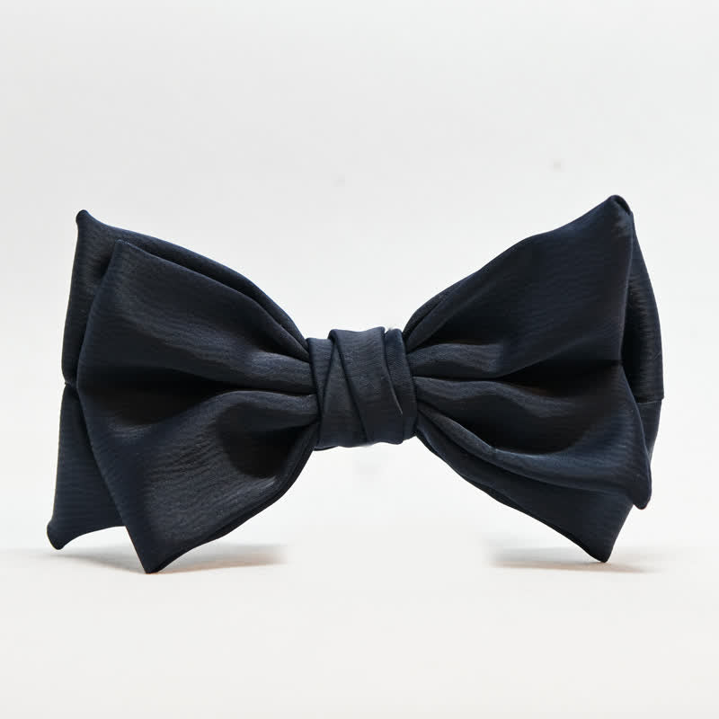 Men's Gentleman Handmade Midnight Blue Double Layered Bow Tie - image 3
