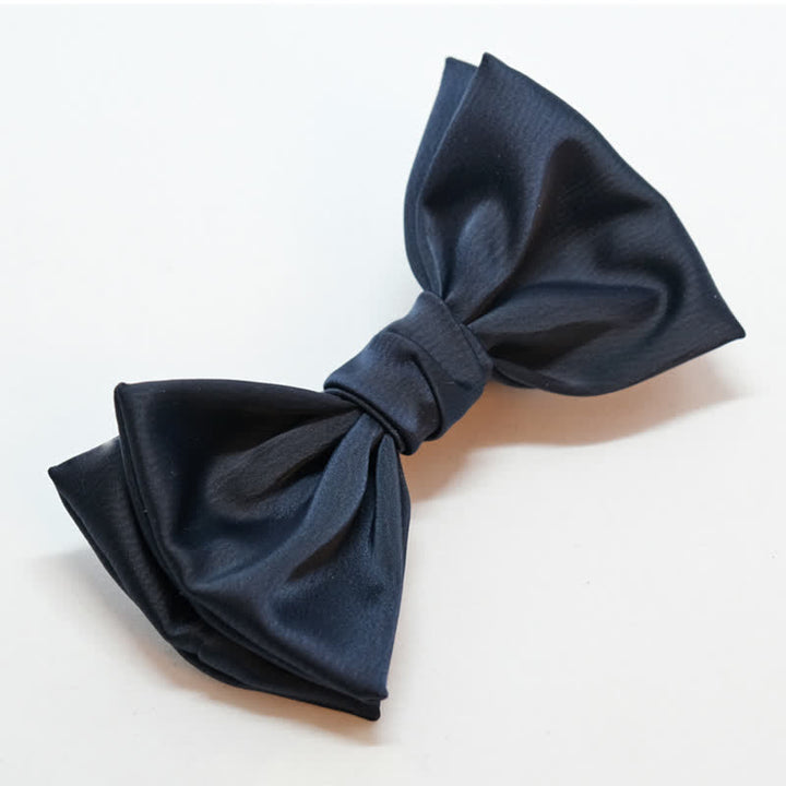 Men's Gentleman Handmade Midnight Blue Double Layered Bow Tie - Style #2 - image 4