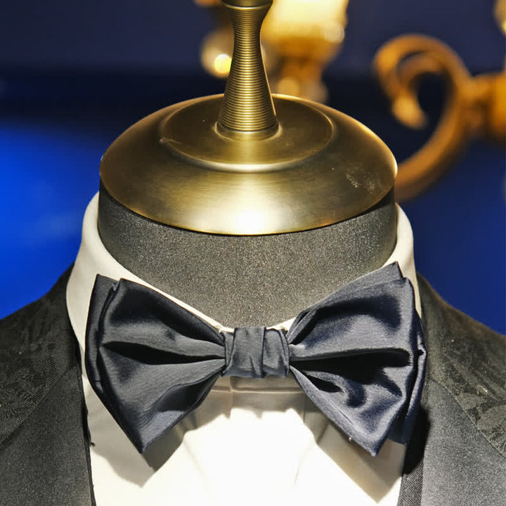 Men's Gentleman Handmade Midnight Blue Double Layered Bow Tie - image 5