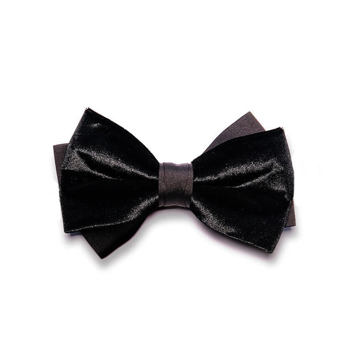 Men's Noble Black Velvet Double Layered Bow Tie - Style #1 - image 0