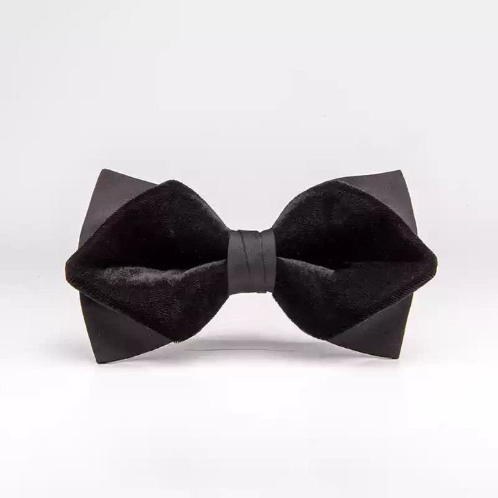 Men's Noble Black Velvet Double Layered Bow Tie - Style #4 - image 8