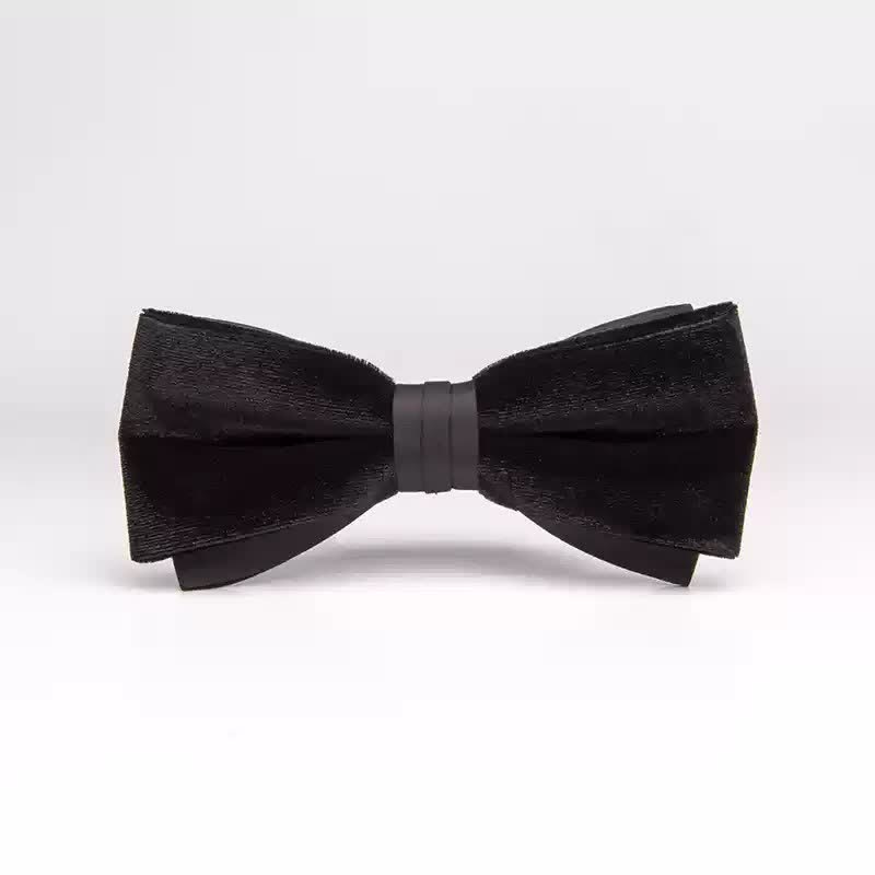 Men's Noble Black Velvet Double Layered Bow Tie - Style #3 - image 6