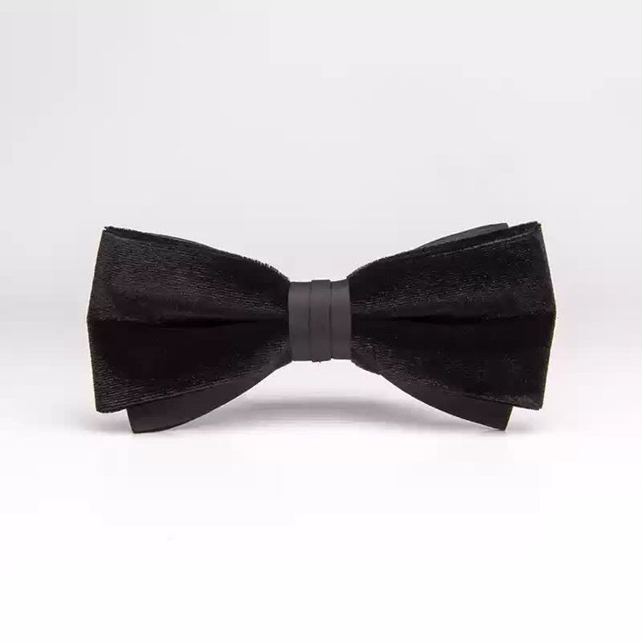 Men's Noble Black Velvet Double Layered Bow Tie - Style #3 - image 6