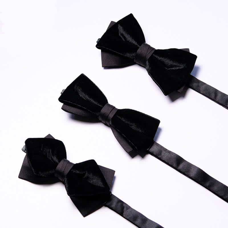 Men's Noble Black Velvet Double Layered Bow Tie - image 3