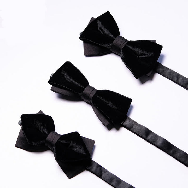 Men's Noble Black Velvet Double Layered Bow Tie - image 3