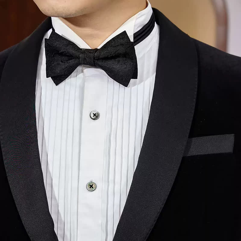Men's Burgundy Roses Jacquard Weave Bow Tie - image 11