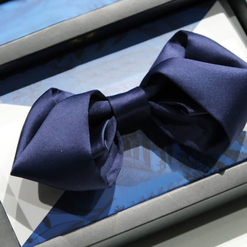 Men's Navy Blue Unique Shaped Wedding Bow Tie - Style #5 - image 9