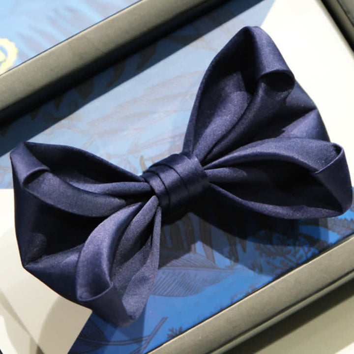 Men's Navy Blue Unique Shaped Wedding Bow Tie - Style #1 - image 0