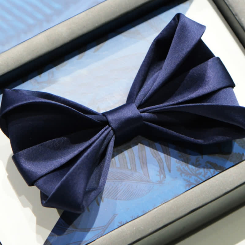 Men's Navy Blue Unique Shaped Wedding Bow Tie - Style #2 - image 2