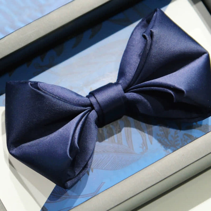 Men's Navy Blue Unique Shaped Wedding Bow Tie - Style #3 - image 4