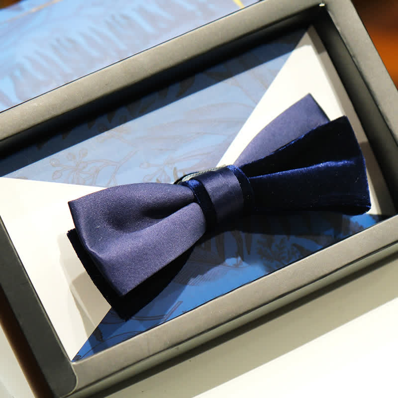 Men's Navy Blue Unique Shaped Wedding Bow Tie - Style #4 - image 7
