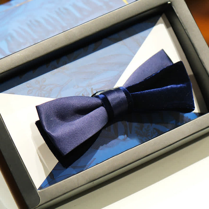 Men's Navy Blue Unique Shaped Wedding Bow Tie - Style #4 - image 7