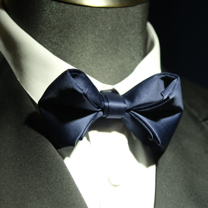 Men's Navy Blue Unique Shaped Wedding Bow Tie - image 5