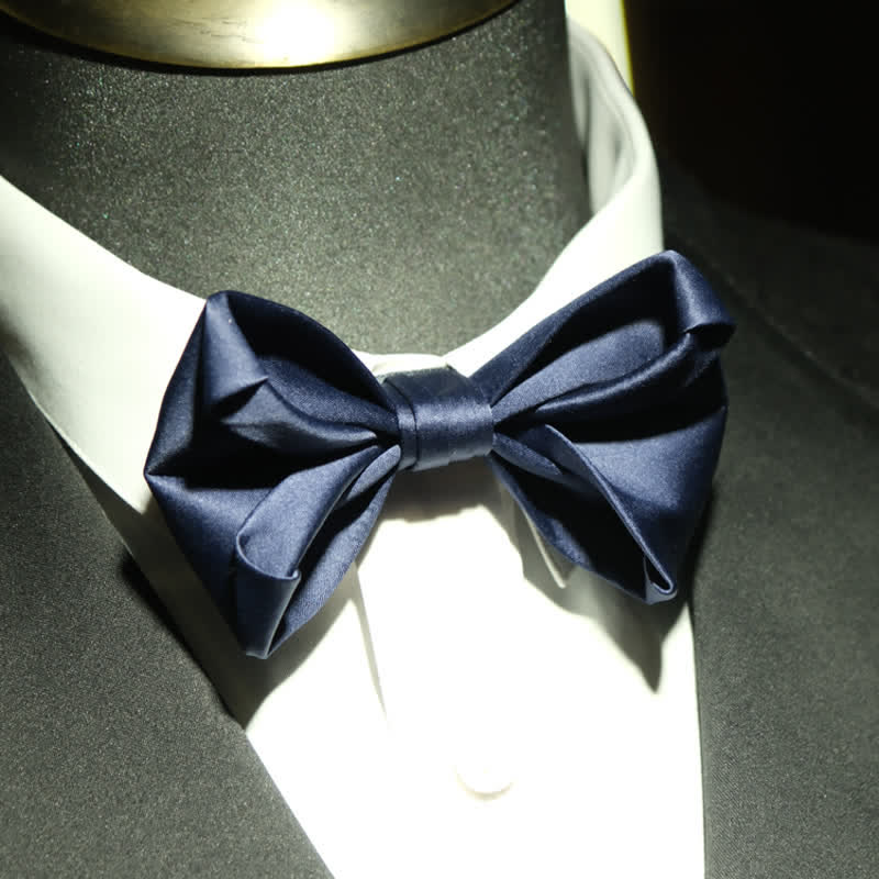 Men's Navy Blue Unique Shaped Wedding Bow Tie - image 1