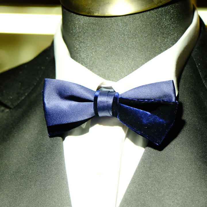 Men's Navy Blue Unique Shaped Wedding Bow Tie - image 8