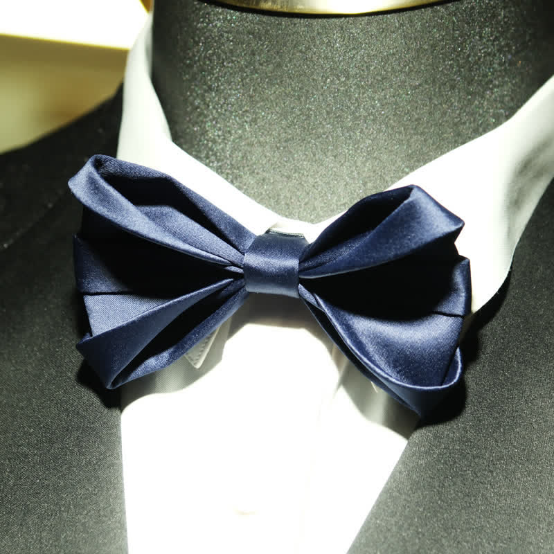 Men's Navy Blue Unique Shaped Wedding Bow Tie - image 3