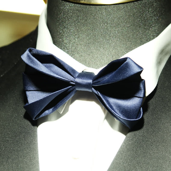Men's Navy Blue Unique Shaped Wedding Bow Tie - image 3