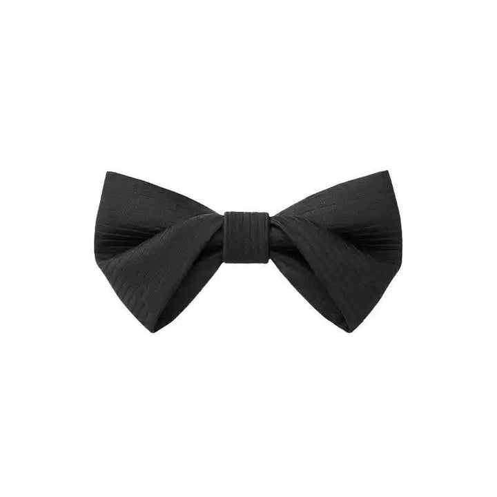 Men's Black Subtle Twilled Navy Striped Business Bow Tie - Style #1 - image 2