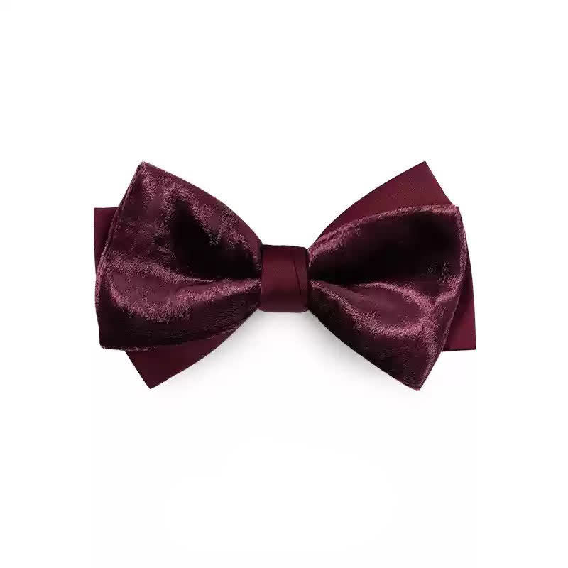 Men's Romantic Velvet Burgundy Handkerchief Bow Tie - Style #1 - Bow Tie - image 8
