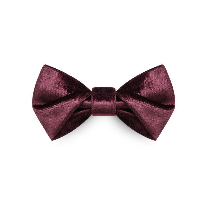 Men's Romantic Velvet Burgundy Handkerchief Bow Tie - Style #2 - Bow Tie - image 11