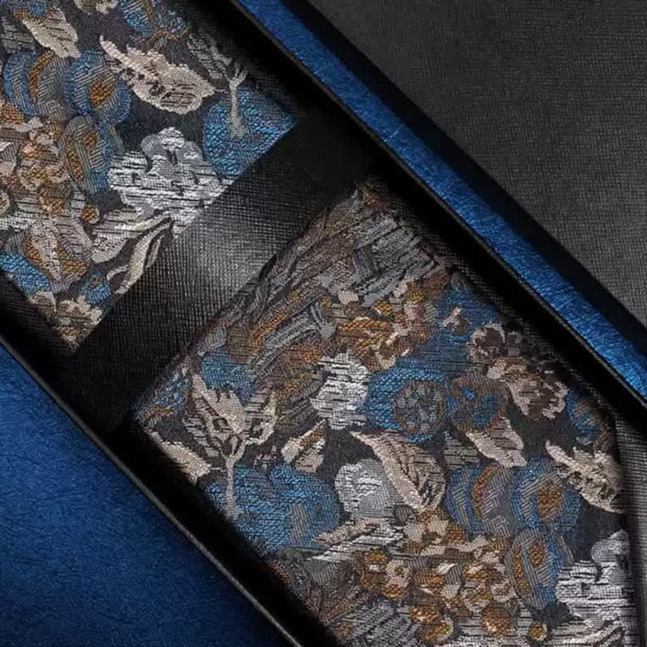Men's Blue & Yellow Floral Garden In The Air Necktie - image 5