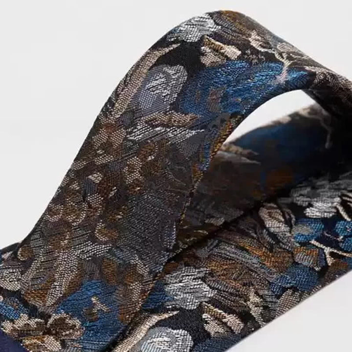 Men's Blue & Yellow Floral Garden In The Air Necktie - image 4